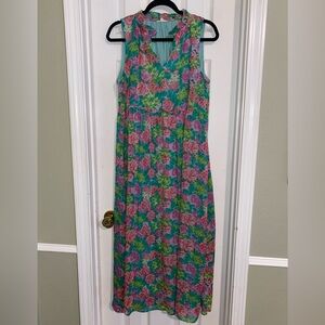 jodifl floral maxi dress Jodifl Smocked Bodice Printed Maxi Dress in Royal S